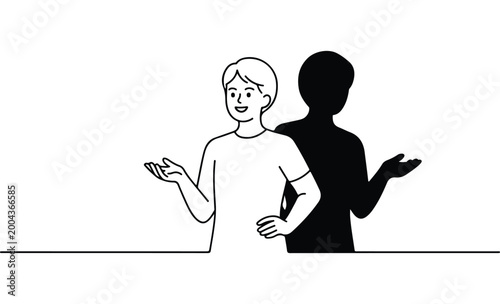 Photos Concept of Self Reflection and Alter Ego Silhouette Vector Illustration