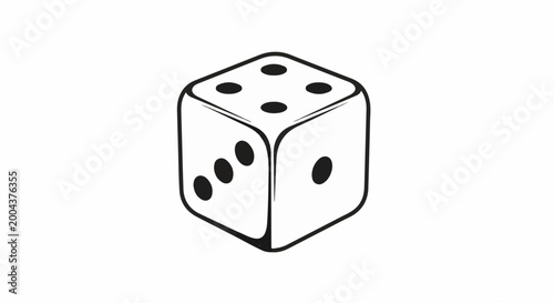 A simple black and white illustration of a single die on a plain background