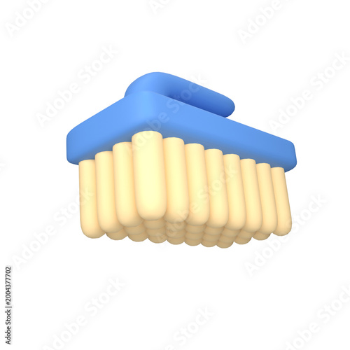 Blue Cleaning Brush 3D Illustration