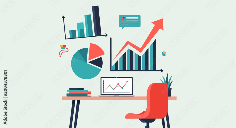 Obraz premium Business data analysis office workspace.