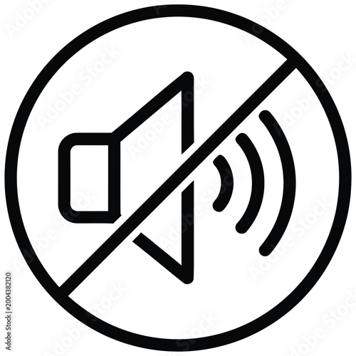 Foto Mute sound off icon symbol graphic with black and white interface application
