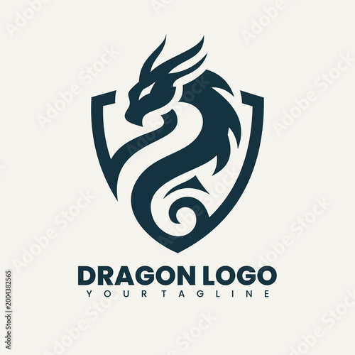 Dragon Head Shield Logo