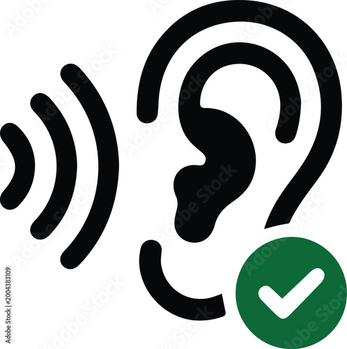 Hearing Test Passed and Healthy Ear Vector Icon