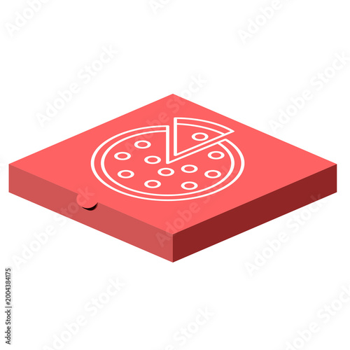 Closed pizza box with illustrative pizza icon illustration