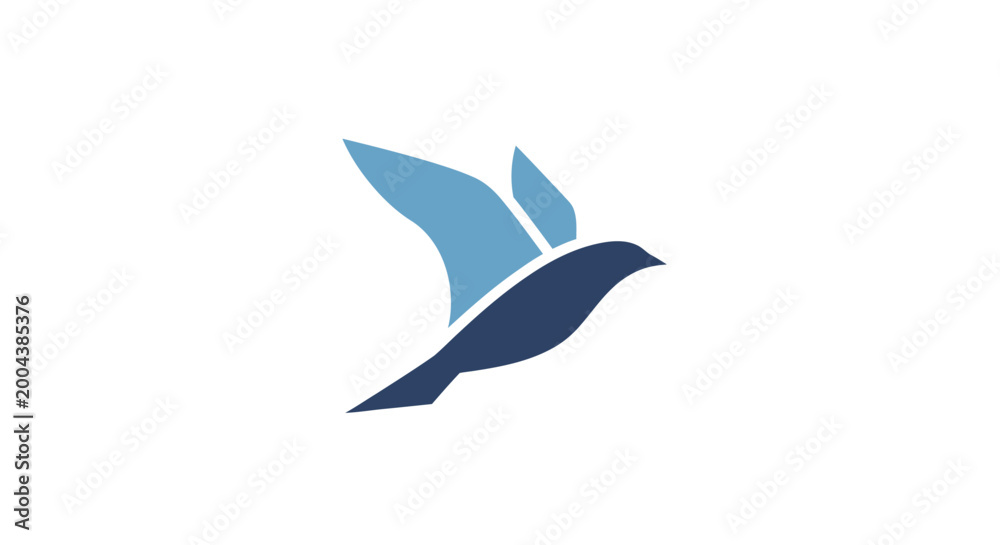 Obraz premium Minimalist bird logo design in shades of blue representing freedom and flight