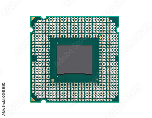 Closeup of a Computer Processor Chip on Transparent Background PNG