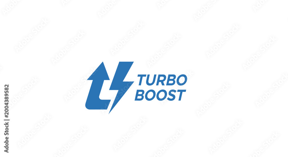 Obraz premium Modern Turbo Boost Logo Design Featuring Blue T Lightning Bolt Symbol on White Background