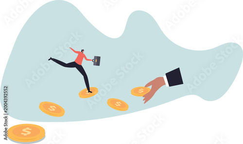 Fényképezés Follow the money, chasing for investment yield, profit or earning, change job for better salary or wages, greed or investing opportunity