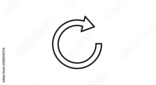 Minimalist graphic symbol representing the concept of loop, reload, or circular process
