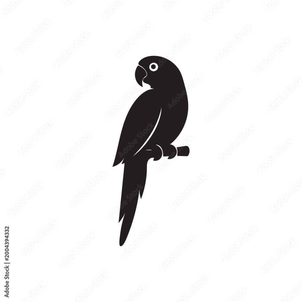 Obraz premium Stylized Parrot Silhouette on Branch