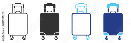 Obraz na plátne Travel and tourism luggage suitcase icon bundle with baggage trolley airport tra