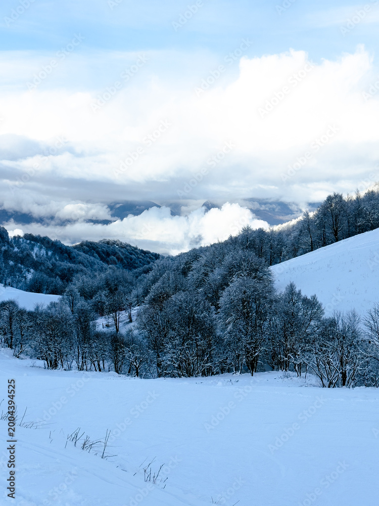 Fototapeta premium beautiful alpine landscape in winter with snow