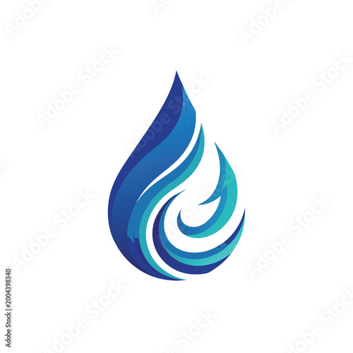 Canvas-taulu Vibrant blue water drop logo with swirling waves for purity and beverage brandin