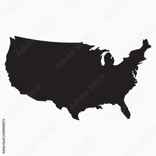 USA Map Silhouette Icon – Geography and National Vector Design
