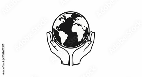 Two cupped hands gently cradle the globe