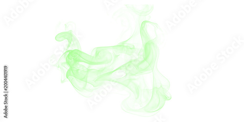 Green ethereal smoke swirl on black background with flowing vapor and mystic atmosphere
