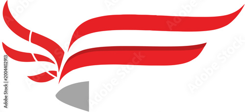 Billede på lærred Red winged logo graphic design element.