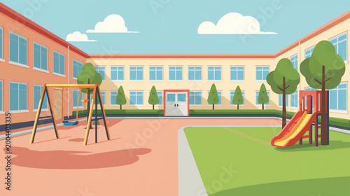 vector illustration school yard atmosphere
