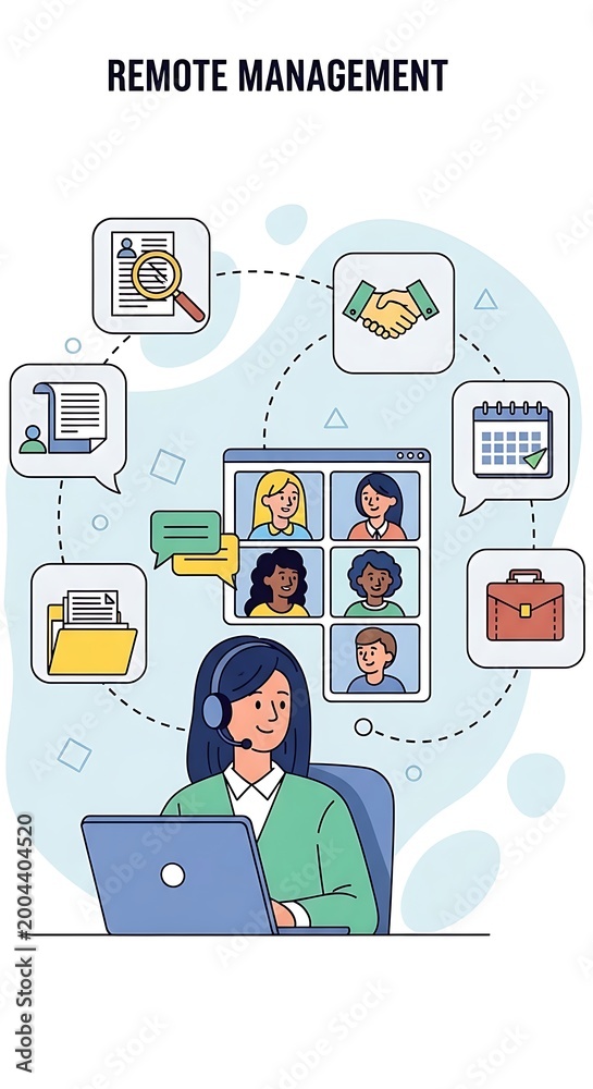 Naklejka premium Remote team management and communication.