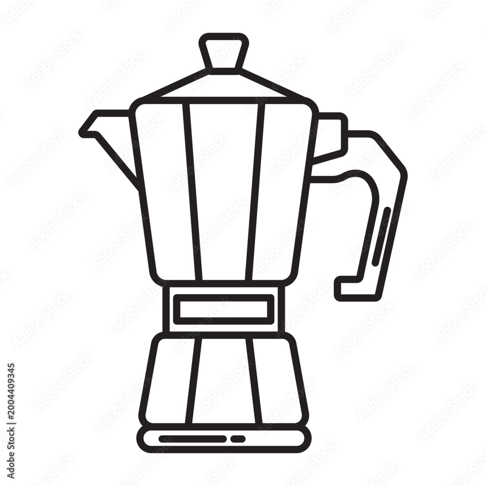 Obraz premium Coffee pot Vector Line Icon Design