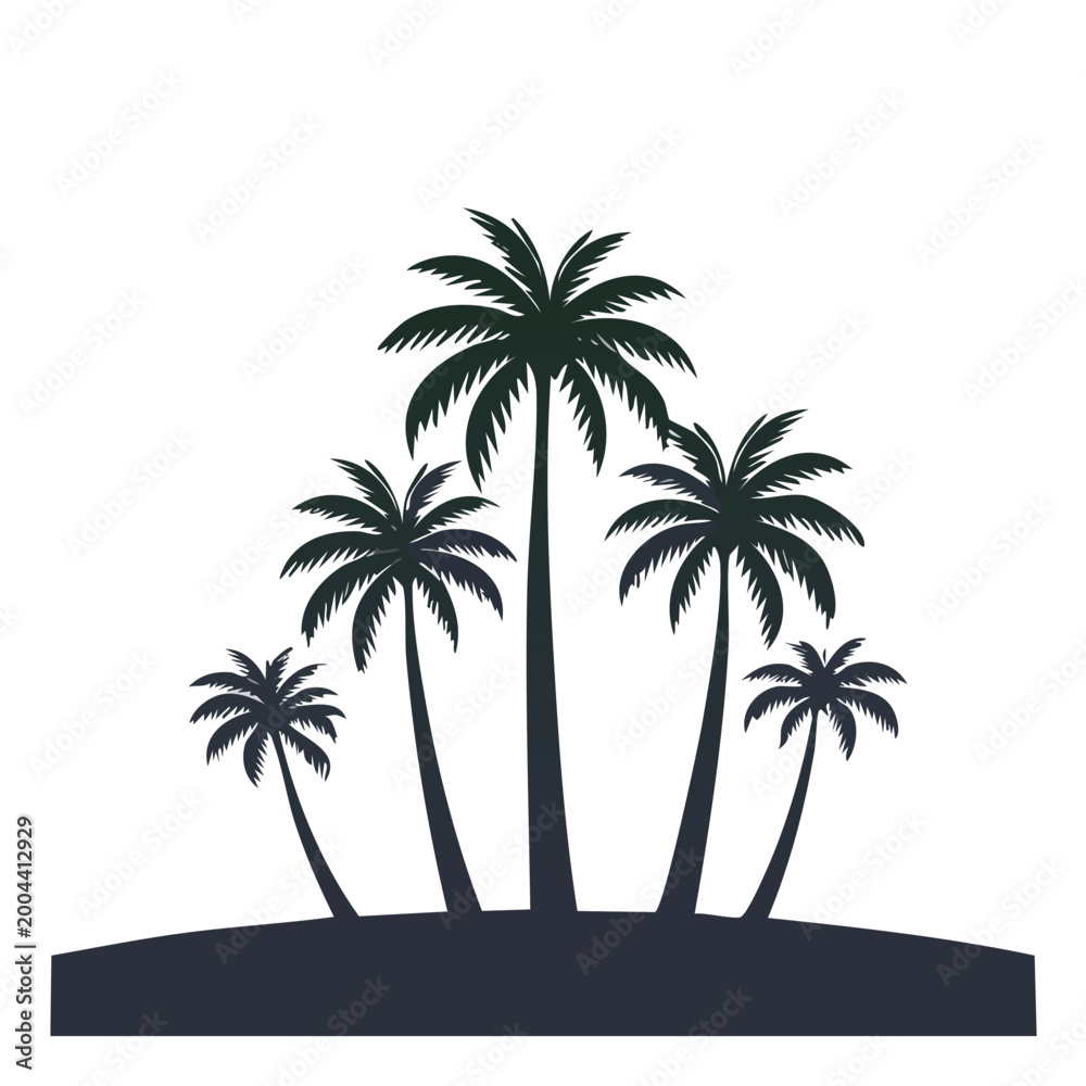 Obraz premium Silhouette of tropical palm trees on white background for design elements