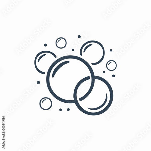 Soap bubbles icon. Foam bubble symbol. Sparkling water vector illustration. Fizzy soda drops sign. Oxygen sphere pictogram. Clean wash suds concept.