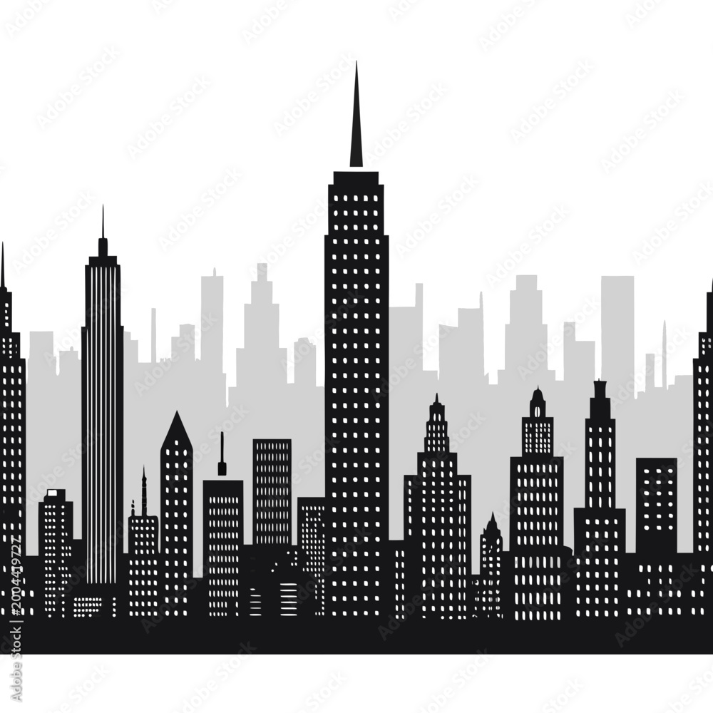 Obraz premium modular seamless city skyline silhouette repeatable skyscraper strip