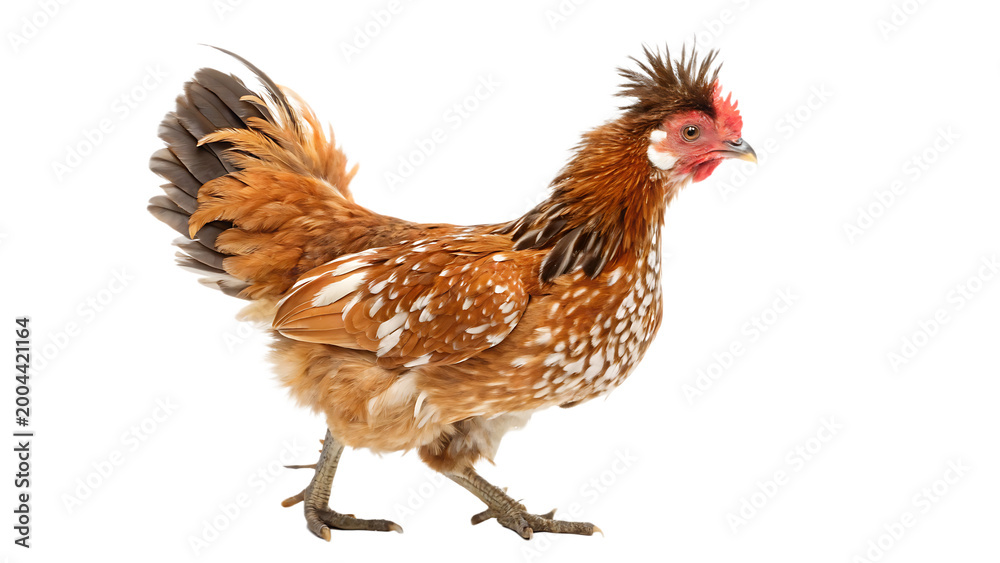 Fototapeta premium Brown Chicken Standing on White Background.