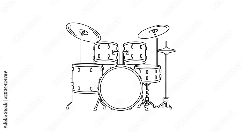 Obraz premium Percussion Set of Snare and Tom Drum Isolated Vector Graphics