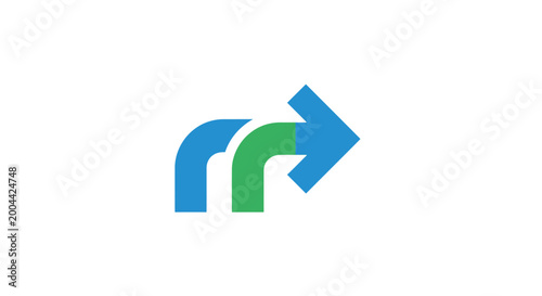 Free Download A minimalist graphic design featuring a blue and green arrow symbol on white background - GFXLoad