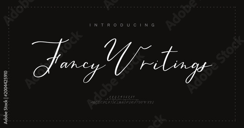 Quadro su tela Fancy Writings, Luxury script alphabet letters font with tails