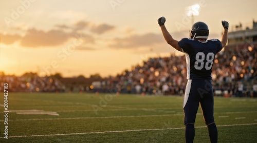 High school football underdog championship victory celebration at sunset