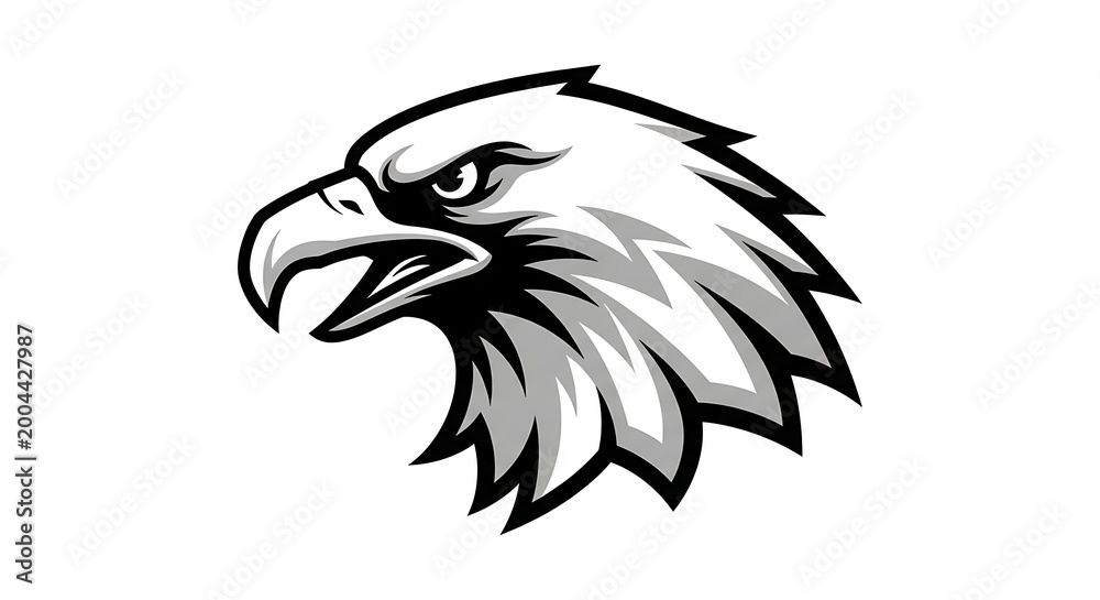 Fototapeta premium Eagle head illustration in black and white.