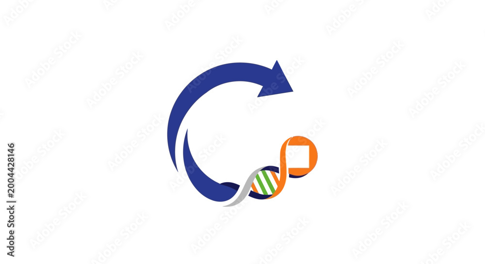 Fototapeta premium A circular arrow icon representing biological research and genetic science concepts