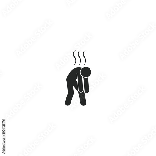 Exhausted Stickman Figure with Steam Lines icon flat vector logo design