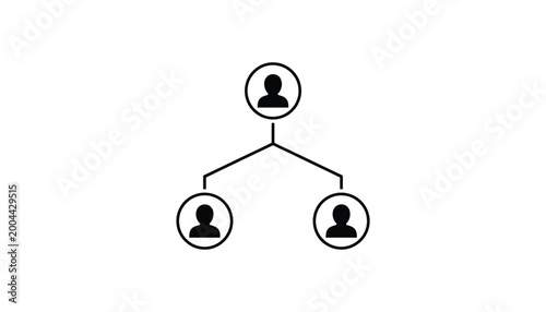 Foto Simple organizational chart with three silhouettes