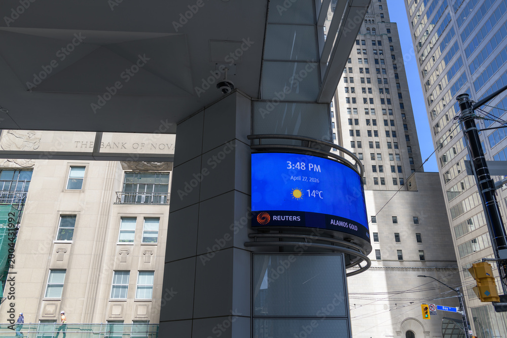 Fototapeta premium LED display at First Canadian Place, northwest corner of Bay St and King St W, Toronto