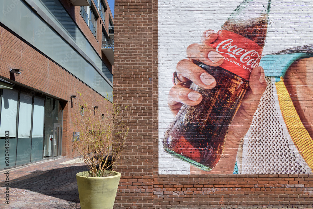 Fototapeta premium Coca-Cola mural advertising at Distillery District, Toronto