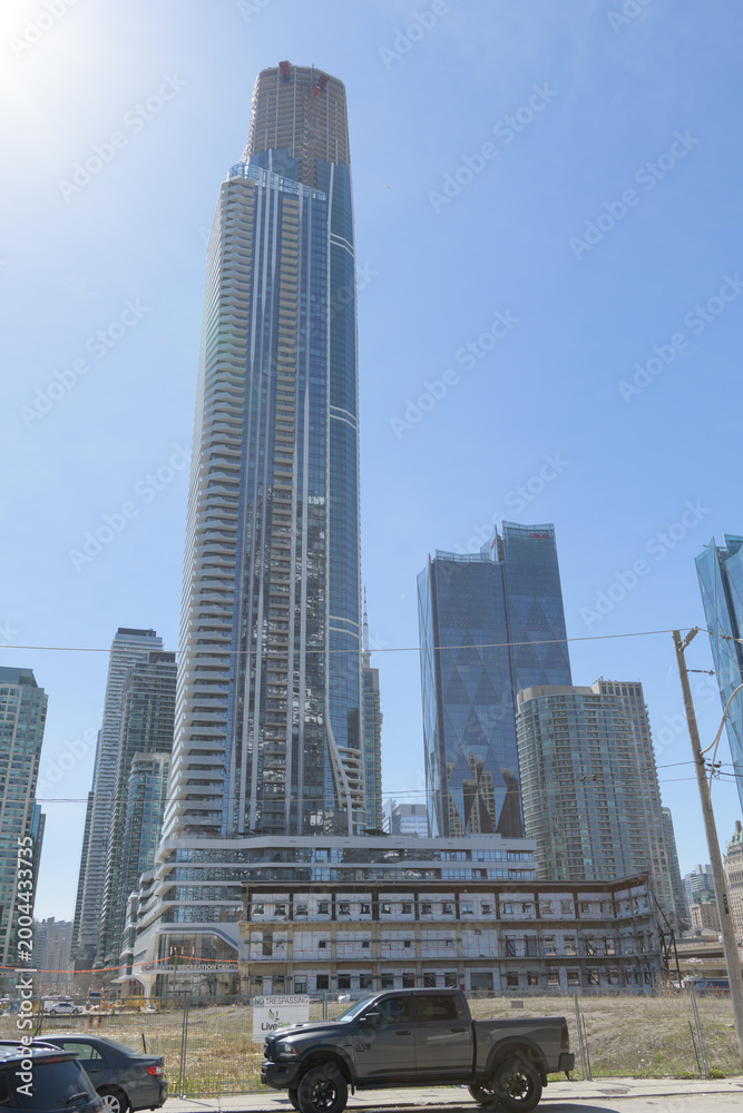 Fototapeta premium The Prestige and SkyTower east elevations at Pinnacle One Yonge, Toronto