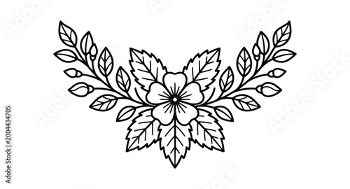 Floral design element vector illustration with hand drawn, art nouveau