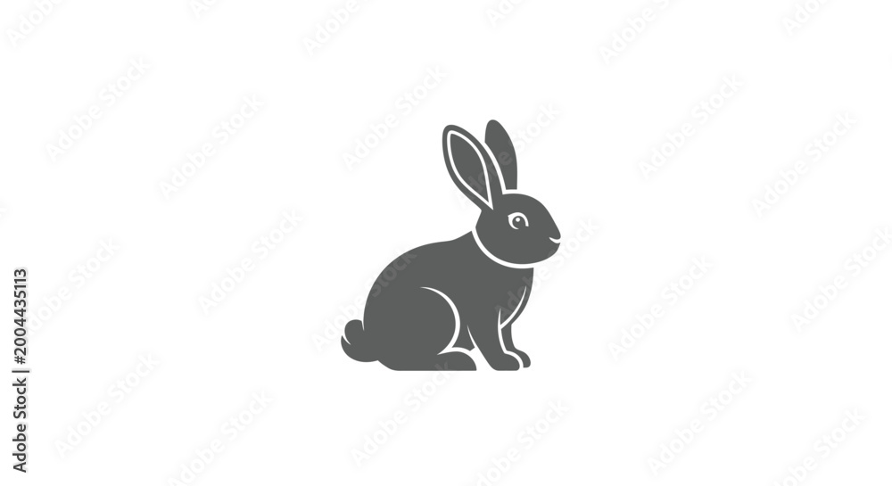Fototapeta premium Minimalist Silhouette of a Rabbit Against a Plain White Background: Graphic Design Element
