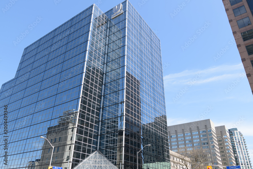 Fototapeta premium exterior building and sign of Unilever Canada at 160 Bloor St E, Toronto