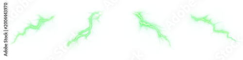 Cuadro en lienzo Green lightning transparent png overlay with electric energy bolt illustration