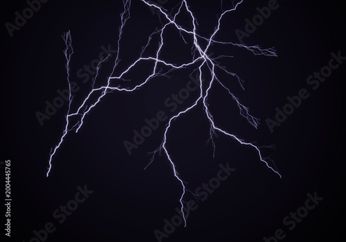 Purple Multi-Branch Lightning Strike Spreading Across Dark Sky