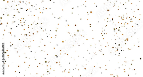 Foto Abstract image of golden star confetti on white