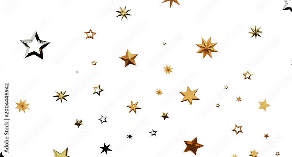 Obraz premium Abstract background of golden stars on white, perfect for festive designs, birthday parties, and Christmas projects. Spa