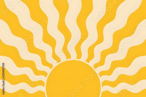Wavy sunburst pattern with distorted yellow and cream rays in a groovy retro aesthetic