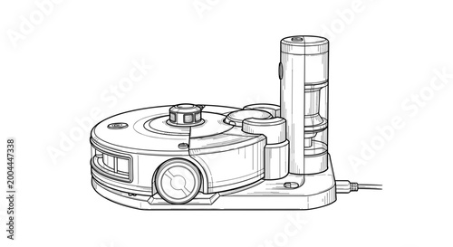 Robot Vacuum Sketch Line Art Illustration
