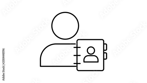 Fotografia Minimalist CRM Contact Management Vector Icon Illustration Featuring a User Profile and Address Book with Editable Stroke, Perfect for Business Apps, Web Design, and Personal Organization