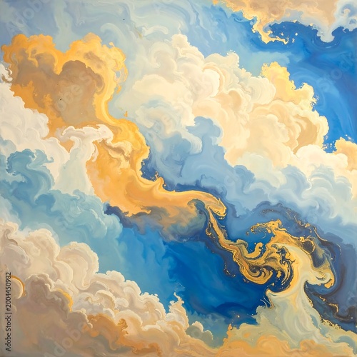 Ethereal swirling clouds of blue and gold light